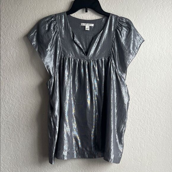 Banana Republic Tops - NWOT Banana Republic Silk Blend Bow Tie Metallic Shimmery Blouse in Size L